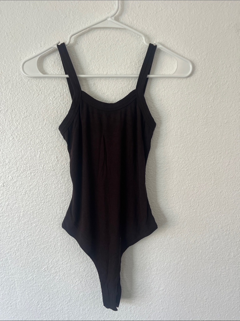 SET ACTIVE Brown Ribbed Thong Bodysuit Size Small